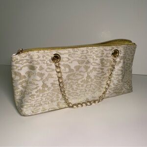 UNBRANDED/WINE PURSE/GOLD&WHITE/LEOPARD/INSULATED/GOLD CHAIN